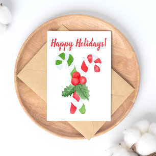 Postal Festiva Felices Fiestas Navidades de canela acuarela