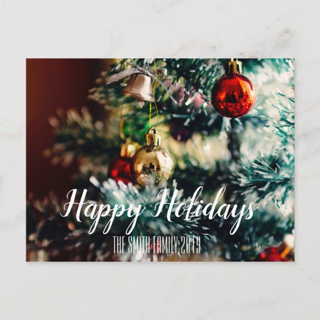 Postal Festiva Felices Fiestas Navidades De Nombre Familiar (Anverso)