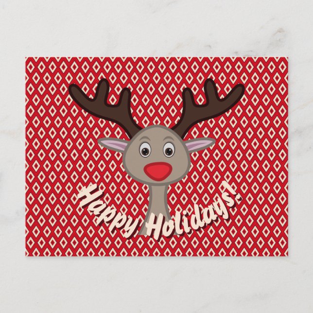 Postal Festiva Felices fiestas, Navidades de renos aburridos (Anverso)