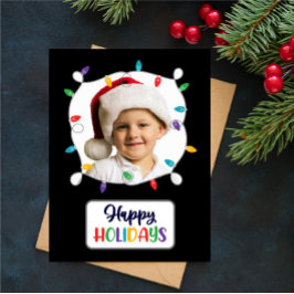 Postal Festiva Felices Fiestas Navidades Luces (agrega tu foto) H