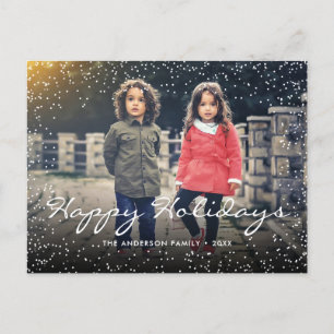 Postal Festiva Felices fiestas Navidades Personalizado de Nieve F