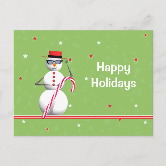 Postal Festiva Felices fiestas Navidades Snowman (Anverso)