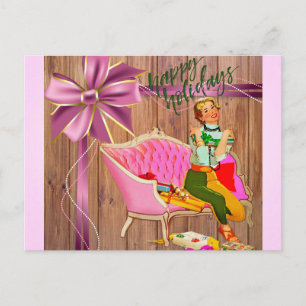 Postal Festiva ¡Felices Fiestas Navideñas al Estilo Retro!