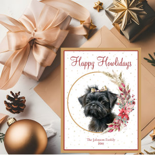 Postal Festiva Felices Fiestas Navideñas Perro Affenpinscher Lind