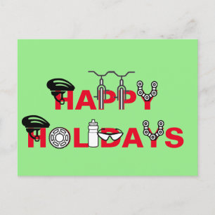 Postal Festiva Felices Fiestas Para Ciclistas