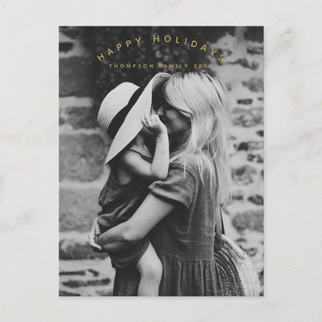 Postal Festiva Felices fiestas Personalizado Foto Navidades famil (Anverso)