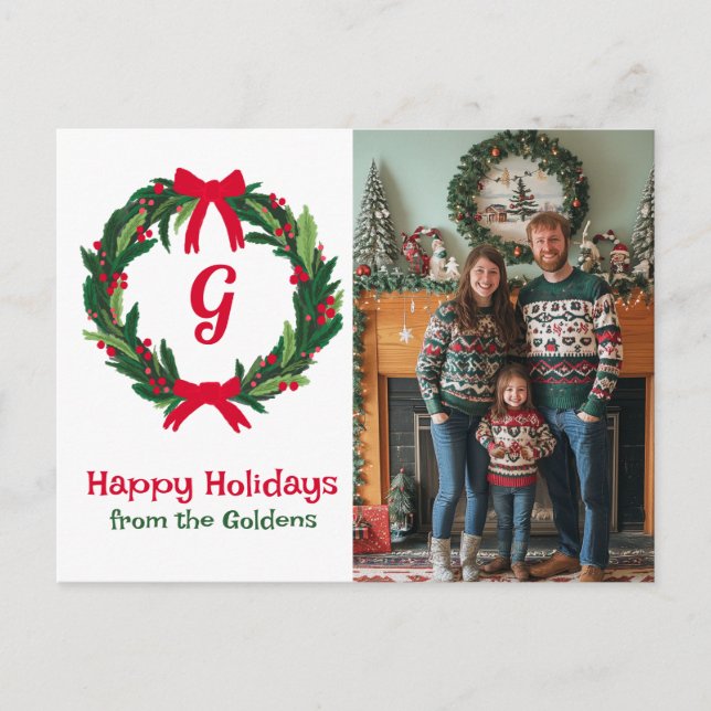 Postal Festiva Felices fiestas PERSONALIZADOS Navidades de FOTO (Anverso)