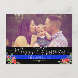 Postal Festiva Felices Fiestas Policía   Foto Personalizada de Na