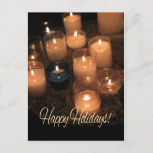 Postal Festiva Felices fiestas quemando velas navidades