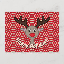 Postal Festiva Felices Fiestas Reno Navideño Lindo