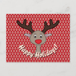 Postal Festiva Felices Fiestas Reno Navideño Lindo