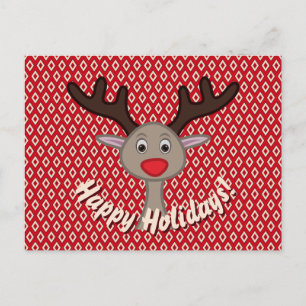Postal Festiva Felices Fiestas Reno Navideño Lindo