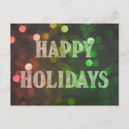 Postal Festiva Felices Fiestas, Rojo y Verde de Bokeh