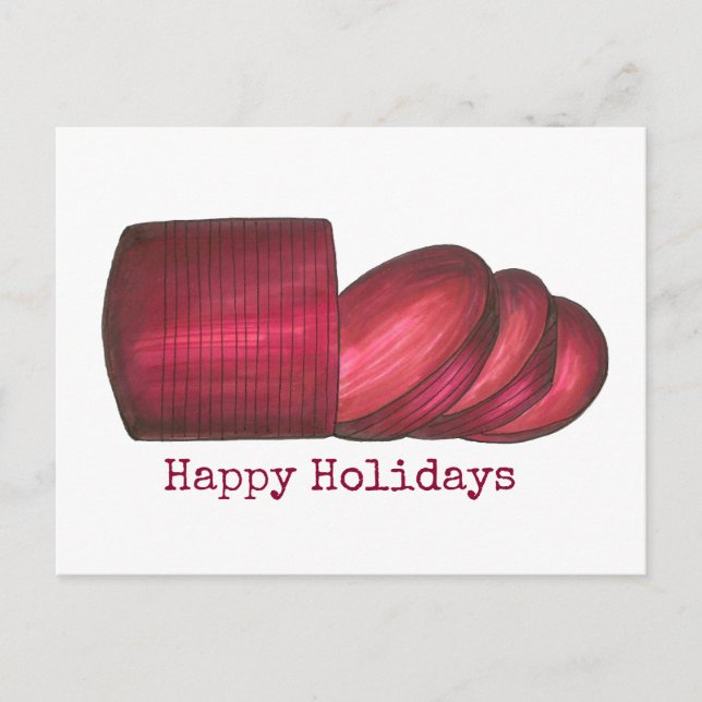 Postal Festiva Felices Fiestas, Salsa de Cranberry en conserva, A (Anverso)