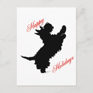 Postal Festiva Felices Fiestas Scottish Terrier