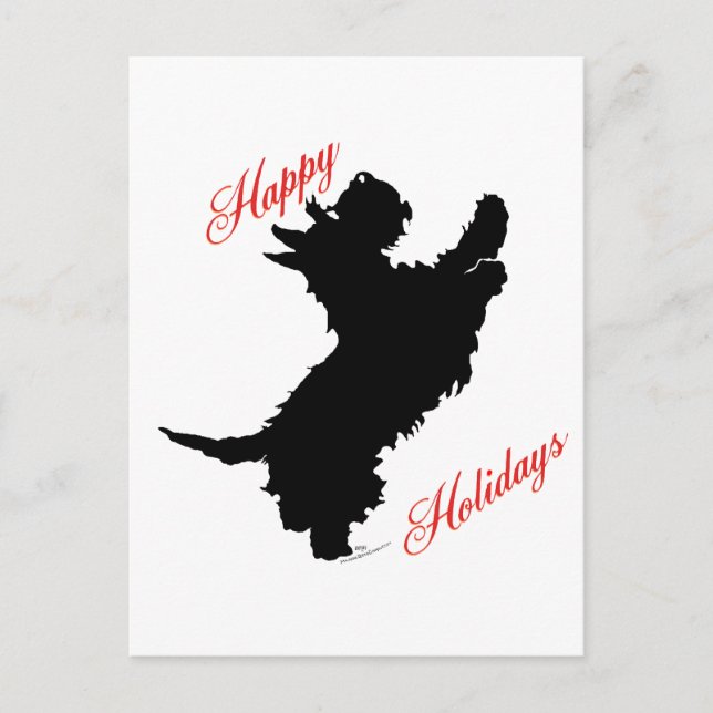 Postal Festiva Felices Fiestas Scottish Terrier (Anverso)