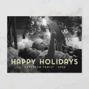 Postal Festiva Felices fiestas tipografía simple moderna