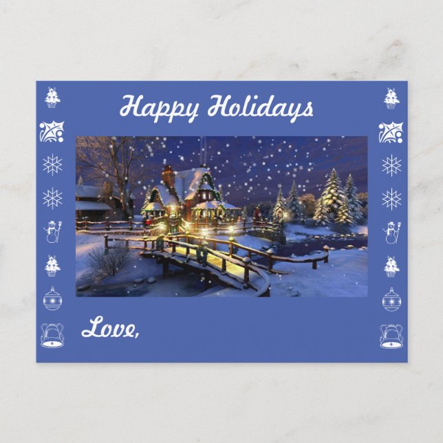 Postal Festiva Felices fiestas y personalízate con tus nombres (Anverso)