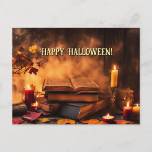 Postal Festiva Felices halloween y las velas místicas