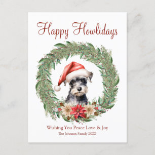 Postal Festiva Felices Howlidays Cute Ministra Schnauzer Dog