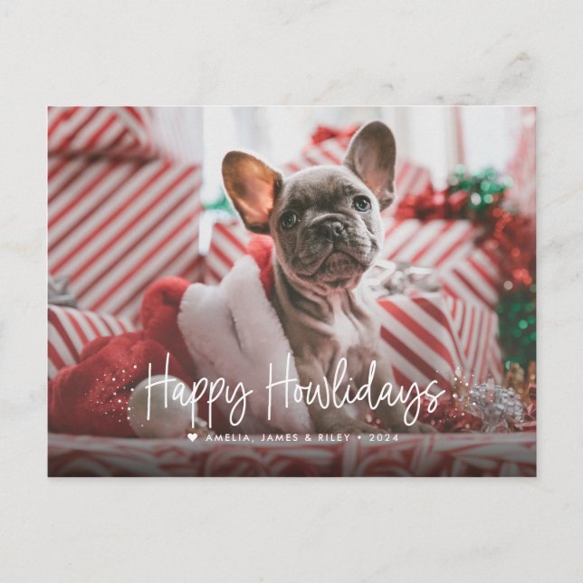 Postal Festiva Felices Navidades de Mascotas de fotografía únicos (Anverso)