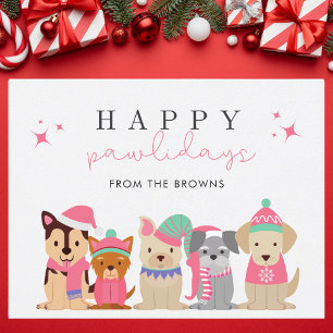 Postal Festiva Felices Pawlidays Cute Dog Navidades