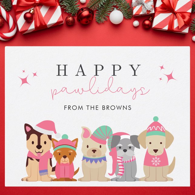 Postal Festiva Felices Pawlidays Cute Dog Navidades (Subido por el creador)