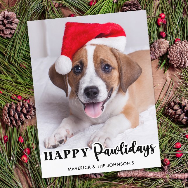 Postal Festiva Felices Pawlidays Mascota personalizada foto de pe (Subido por el creador)