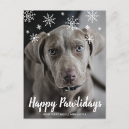 Postal Festiva Felices Pawlidays Snowflakes Dog Photo Navidades