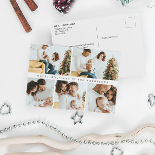 Postal Festiva Felices vacaciones Moderno Mínimo Múltiple Cuadríc