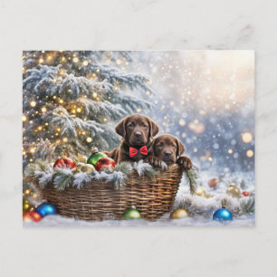 Postal Festiva Felices vacaciones Navidades Cachorros de Chocolat