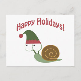 Postal Festiva Felices vacaciones, Navidades de caracoles de Cute