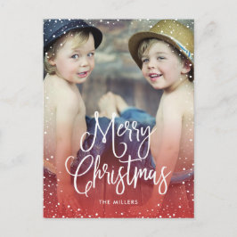 Postal Festiva Felices vacaciones Navidades de nieve Foto RED