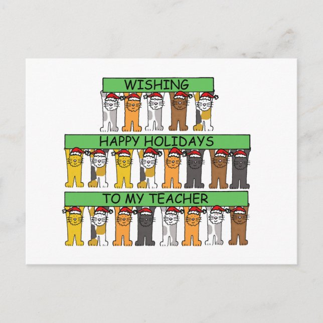 Postal Festiva Felices vacaciones para los gatos de los profesore (Anverso)