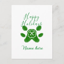 Postal Festiva Felices vacaciones perro mascota perro verde paw c