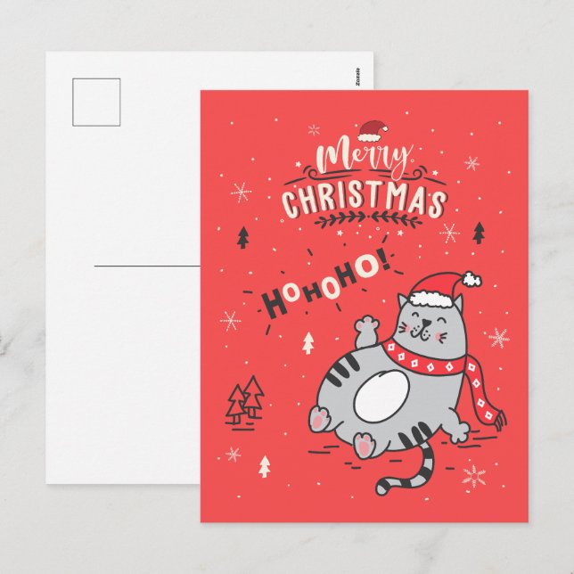 Postal Festiva Felices y divertidas felicitaciones a los gatos Na (Anverso / Reverso)