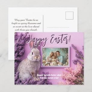 Postal Festiva 🐰🥚🌸Felicidad de Conejo Personalizable & Belleza