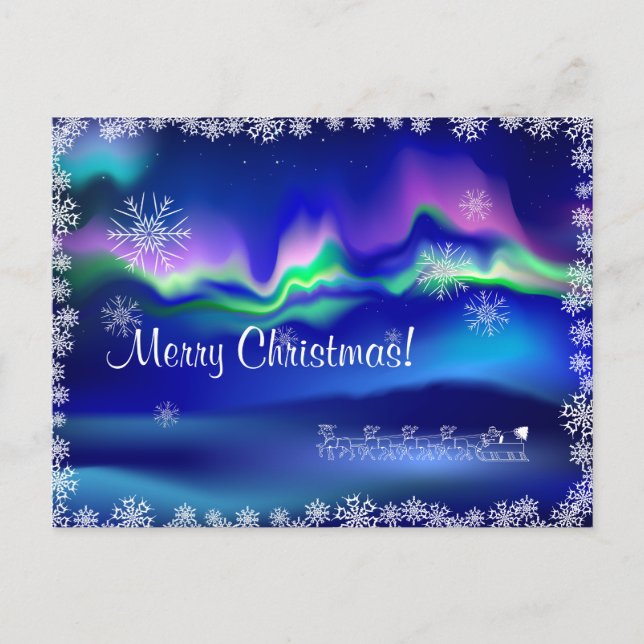 Postal Festiva Felicitaciones navideñas de las luces del norte (Anverso)