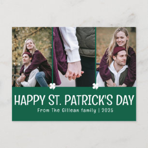 Postal Festiva Feliciz día de San Patricio tréboles familia 3 fot
