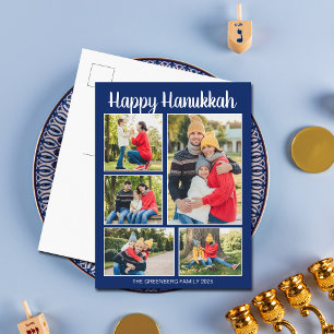 Postal Festiva Feliciz Hanukkah Collage de Fotos Familiares Moder