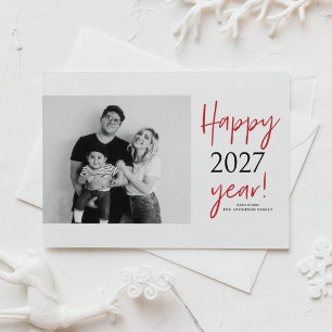 Postal Festiva Feliz 2027 Tipografía Moderna Foto Año Nuevo