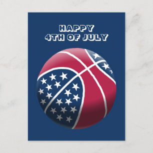 Postal Festiva Feliz 4 de julio Básquetbol