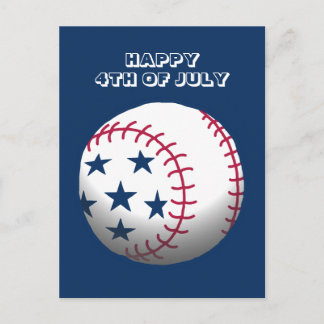 Postal Festiva Feliz 4 de julio béisbol