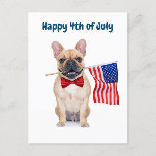 Postal Festiva Feliz 4 de julio Bulldog francés