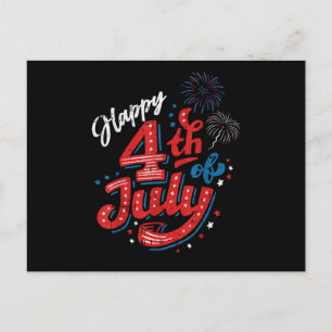 Postal Festiva Feliz 4 de julio Cool Día de la Independencia Patr