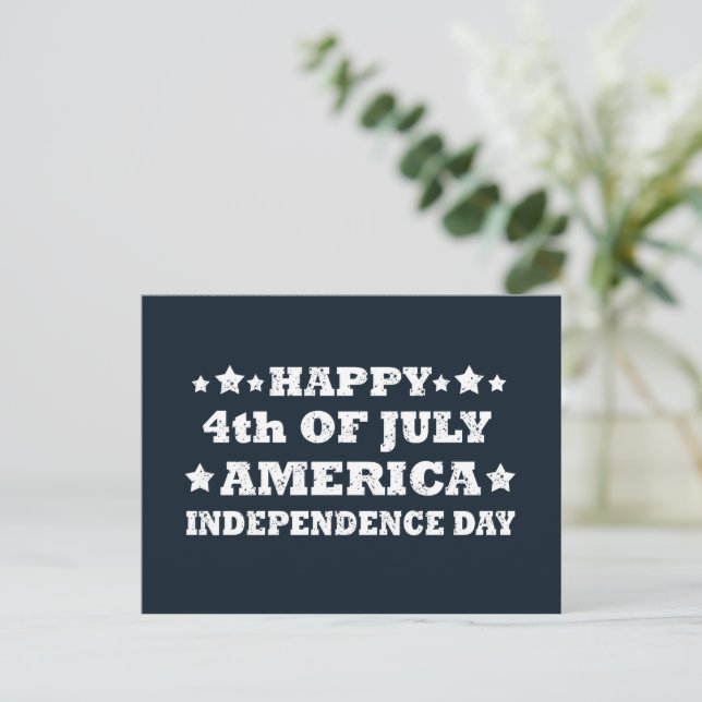 Postal Festiva Feliz 4 de julio de América (Anverso de pie)