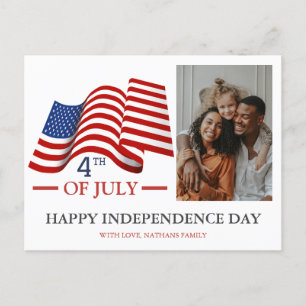 Postal Festiva Feliz 4 de julio Día de la Independencia Bandera A