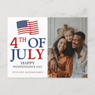 Postal Festiva Feliz 4 de julio Día de la Independencia Bandera A
