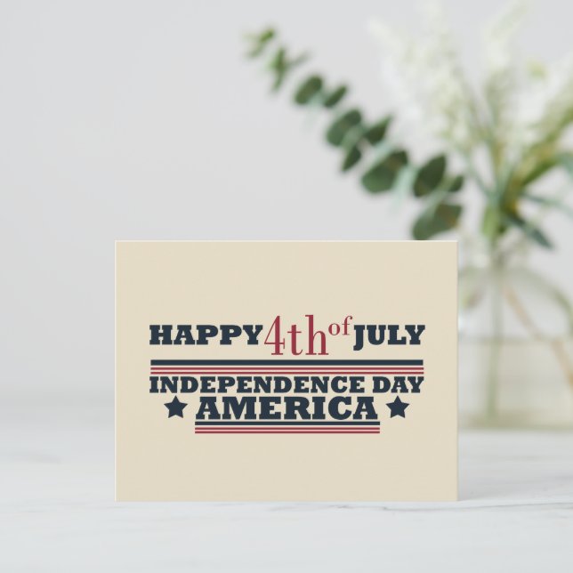 Postal Festiva Feliz 4 de julio, Día de la Independencia de Estad (Anverso de pie)