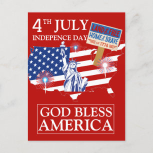 Postal Festiva Feliz 4 de julio Día de la Independencia de Estado